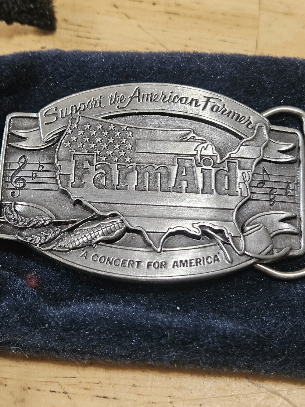 1985 Farm Aid Support the American Farmers Belt Buckle